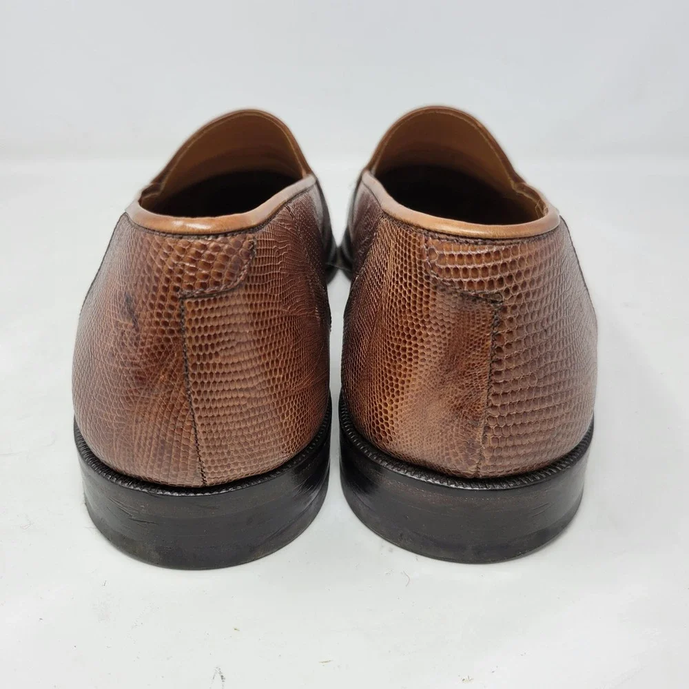 Magnanni Mens 11.5 M Genuine Lizard Penny Loafers Brown Exotic Shoes Spain 8863